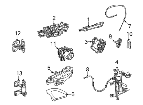 2022 Jeep Grand Wagoneer OUTSIDE HANDLE TO LATCH Diagram for 68426073AD