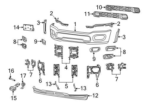 2022 Ram 3500 Bumper & Components - Front Diagram