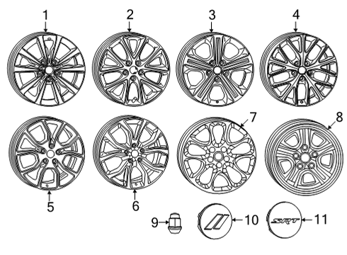 2022 Dodge Durango Wheels, Covers & Trim Diagram