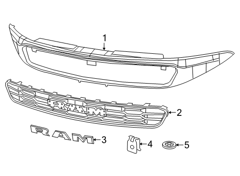 2021 Ram ProMaster City Grille & Components Diagram