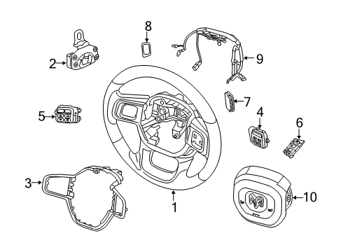 2023 Ram 2500 STEERING WHEEL RIGHT Diagram for 68526525AA