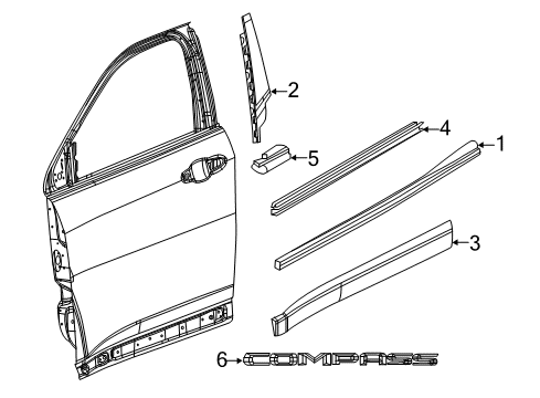 2023 Jeep Compass Exterior Trim - Front Door Diagram