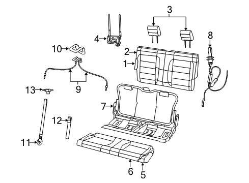 2022 Jeep Wrangler Rear Seat Components Diagram 3