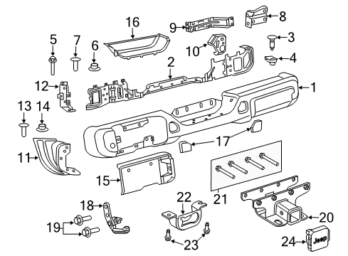 2023 Jeep Wrangler Bumper & Components, Trailer Hitch Components Diagram 3