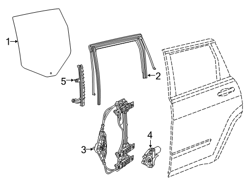 2022 Jeep Cherokee Front Door Glass & Hardware Diagram 2