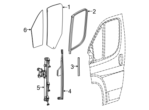 2022 Ram ProMaster 1500 Glass - Front Door Diagram