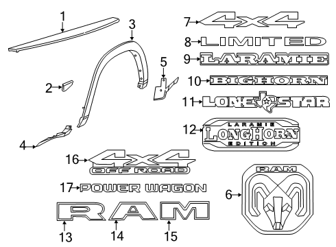 2023 Ram 2500 Exterior Trim - Pick Up Box Diagram 3