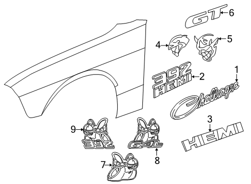 2023 Dodge Challenger NAMEPLATE-FRONT FENDER Diagram for 68633433AA