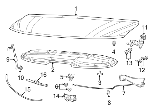 2022 Chrysler Pacifica Hood & Components Diagram