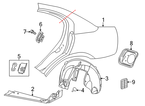 2023 Dodge Charger Quarter Panel & Components Diagram