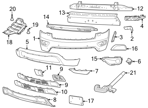 2022 Jeep Grand Cherokee WK Bumper & Components - Front Diagram