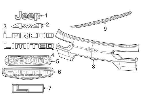 2021 Jeep Grand Cherokee L Nameplate Diagram for 68377437AB