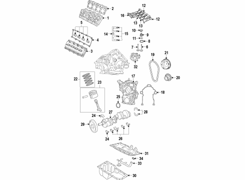 2022 Dodge Durango Engine Parts, Mounts, Cylinder Head & Valves, Camshaft & Timing, Variable Valve Timing, Oil Cooler, Oil Pan, Oil Pump, Adapter Housing, Crankshaft & Bearings, Pistons, Rings & Bearings Diagram 5