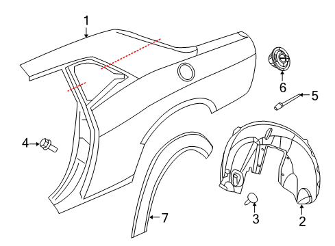 2023 Dodge Challenger Quarter Panel & Components, Exterior Trim Diagram