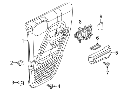 2022 Jeep Wrangler ARMREST-Rear Door Trim Diagram for 6RL59BDQAC