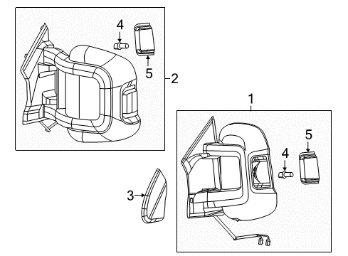 2021 Ram ProMaster 1500 MIRROR-OUTSIDE REARVIEW Diagram for 7JR83JXWAB