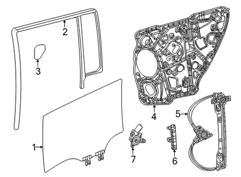 2023 Jeep Grand Wagoneer L Glass - Rear Door Diagram