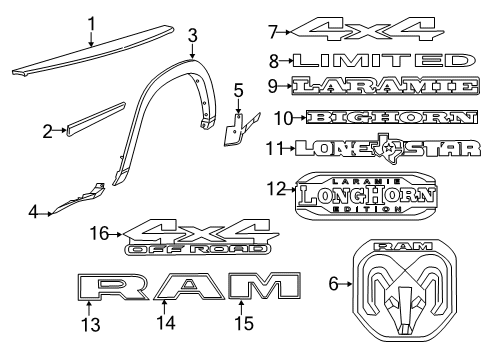 2023 Ram 2500 Exterior Trim - Pick Up Box Diagram 6