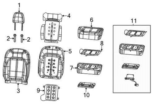 2023 Jeep Grand Cherokee L Pad-Seat Back Diagram for 68376109AB