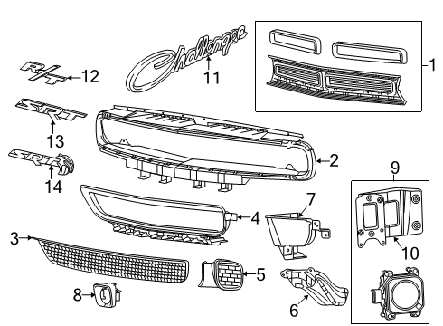 2023 Dodge Challenger Grille & Components Diagram