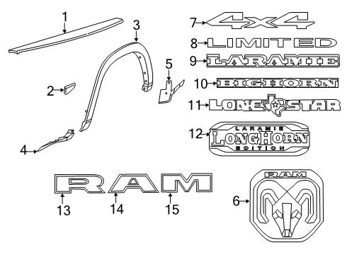 2022 Ram 3500 Exterior Trim - Pick Up Box Diagram 4