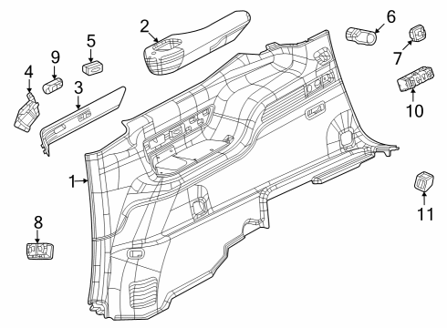 2023 Jeep Grand Wagoneer L Interior Trim - Quarter Panels Diagram 1