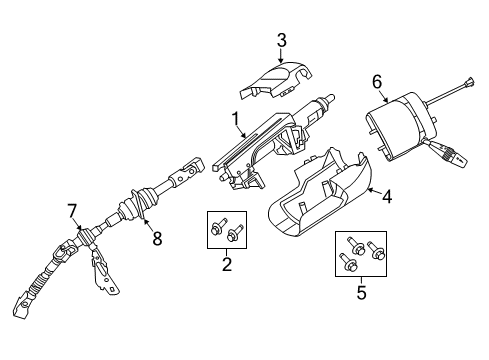 2022 Dodge Durango Steering Column & Wheel, Steering Gear & Linkage, Shaft & Internal Components, Shroud, Switches & Levers Diagram 3