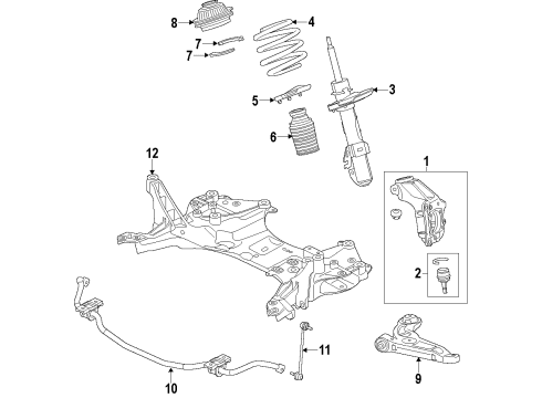 2022 Jeep Cherokee Front Suspension Components, Lower Control Arm, Stabilizer Bar Diagram 1