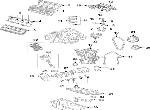 2023 Dodge Durango Engine Parts, Mounts, Cylinder Head & Valves, Camshaft & Timing, Variable Valve Timing, Oil Cooler, Oil Pan, Oil Pump, Adapter Housing, Crankshaft & Bearings, Pistons, Rings & Bearings Diagram 7