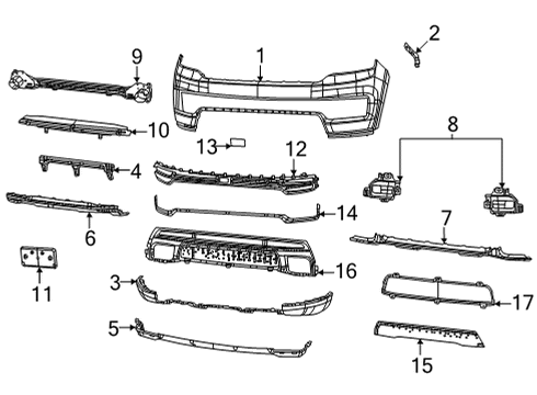 2024 Jeep Grand Wagoneer L Bumper & Components - Front Diagram