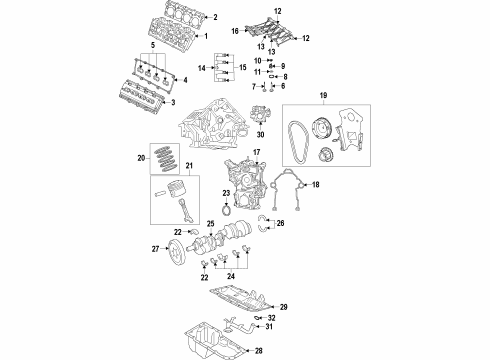 2022 Dodge Charger Engine Parts, Mounts, Cylinder Head & Valves, Camshaft & Timing, Variable Valve Timing, Oil Cooler, Oil Pan, Oil Pump, Adapter Housing, Crankshaft & Bearings, Pistons, Rings & Bearings Diagram 5