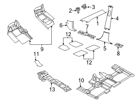 2022 Jeep Grand Cherokee WK Interior Trim - Pillars Diagram