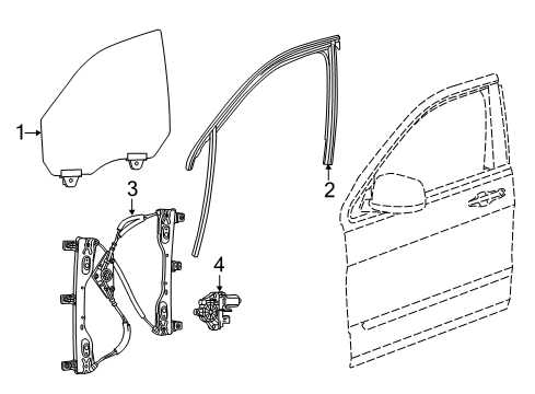 2022 Jeep Cherokee Front Door Glass & Hardware Diagram 1