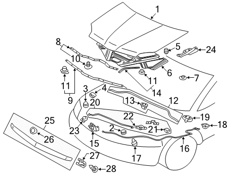 Weatherstrip-Hood Diagram for MR970839