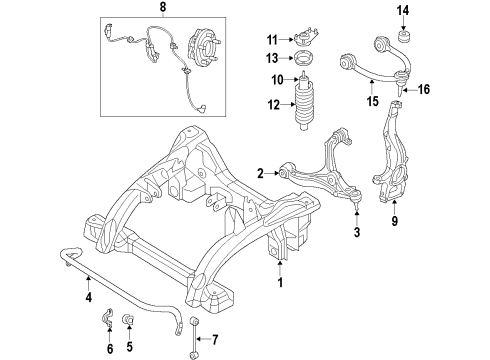 2022 Dodge Durango Front Suspension Components, Lower Control Arm, Upper Control Arm, Ride Control, Stabilizer Bar Diagram 1