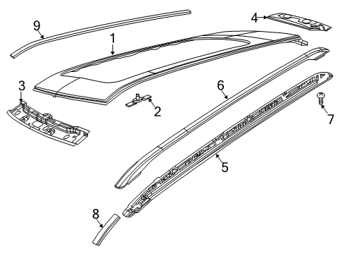 2023 Jeep Compass Roof & Components, Exterior Trim Diagram