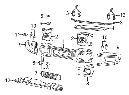 2024 Jeep Wrangler BUMPER-FRONT Diagram for 68535640AC