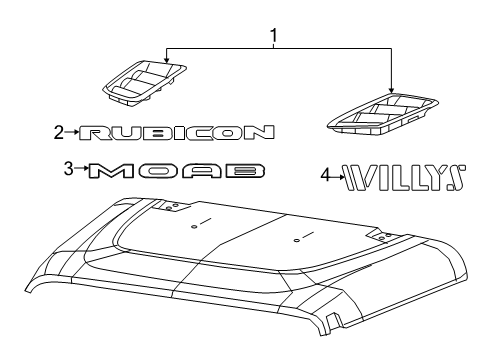 2022 Jeep Wrangler DECAL-HOOD Diagram for 68630901AA