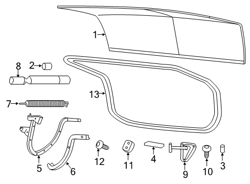 2023 Chrysler 300 Trunk Lid & Components Diagram