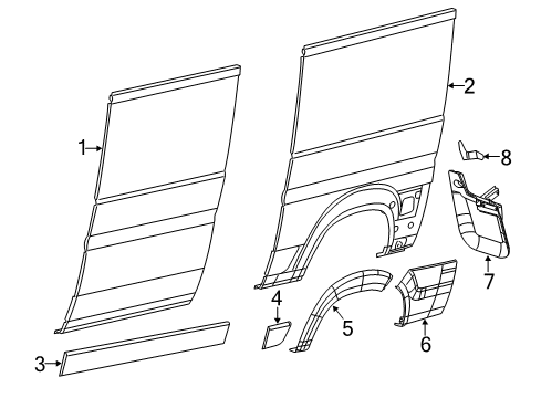 2022 Ram ProMaster 1500 Side Panel & Components, Exterior Trim Diagram 6