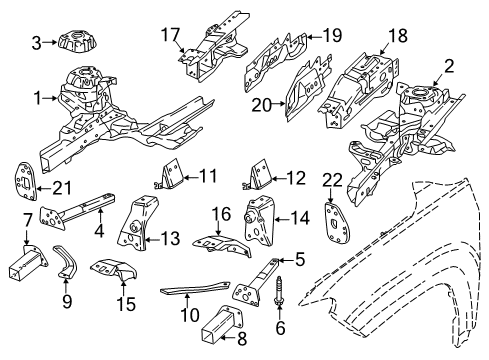 2023 Jeep Compass Structural Components & Rails Diagram