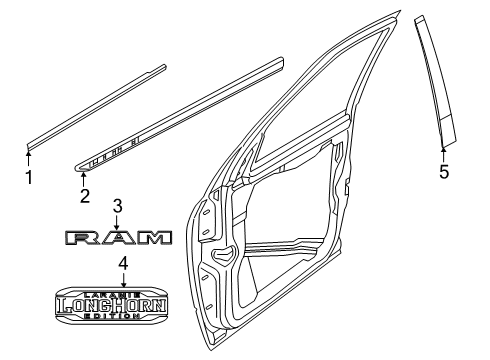 2022 Ram 3500 NAMEPLATE-Front Door Diagram for 68516706AA