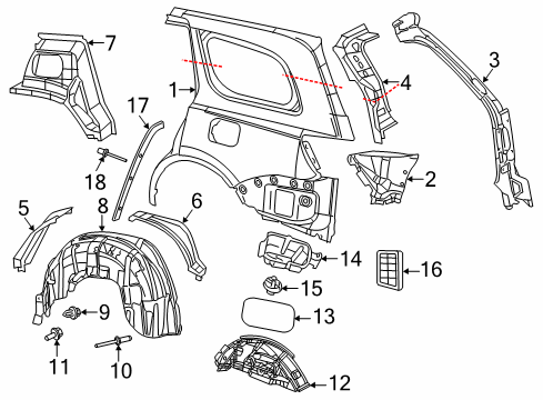 2022 Jeep Grand Cherokee WK Quarter Panel & Components Diagram