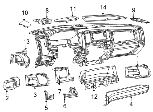 2021 Ram 2500 Cluster & Switches, Instrument Panel Diagram 5