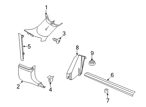 2023 Dodge Challenger Interior Trim - Pillars Diagram