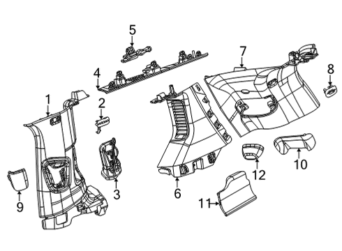 2021 Jeep Grand Cherokee L Interior Trim - Quarter Panels Diagram 3