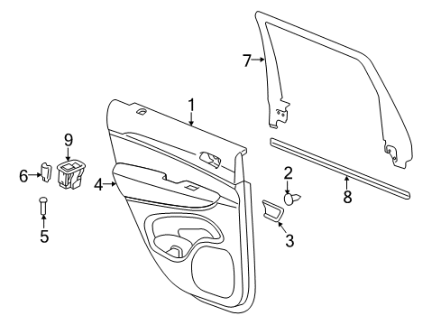 2022 Jeep Grand Cherokee WK Interior Trim - Rear Door Diagram