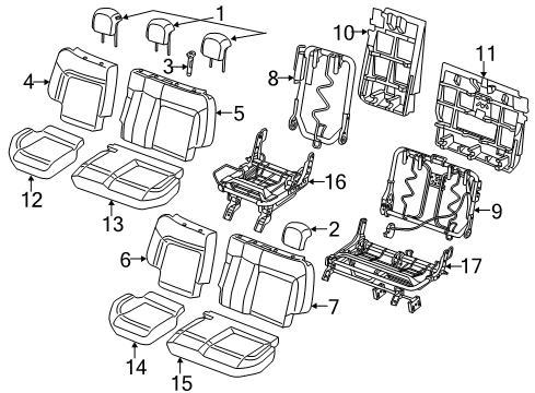 2021 Ram ProMaster City Rear Seat Components Diagram