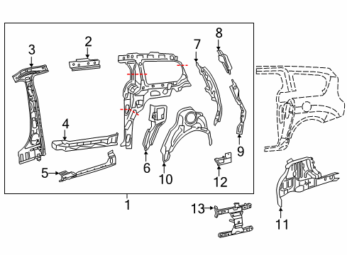 2021 Chrysler Voyager Inner Structure & Rails - Side Panel Diagram