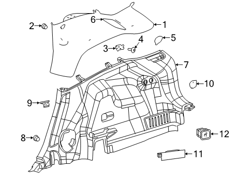 2022 Jeep Cherokee Interior Trim - Quarter Panels Diagram